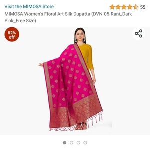 MIMOSA Women's Floral Art Silk Dupatta